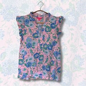 Lilly Pulitzer Pink and Blue Floral Blouse